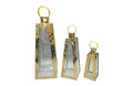 Decorative Pyramid Lanterns – Shiny Gold & Silver Candle Holders, Set of 3 (Large, Medium, Small)