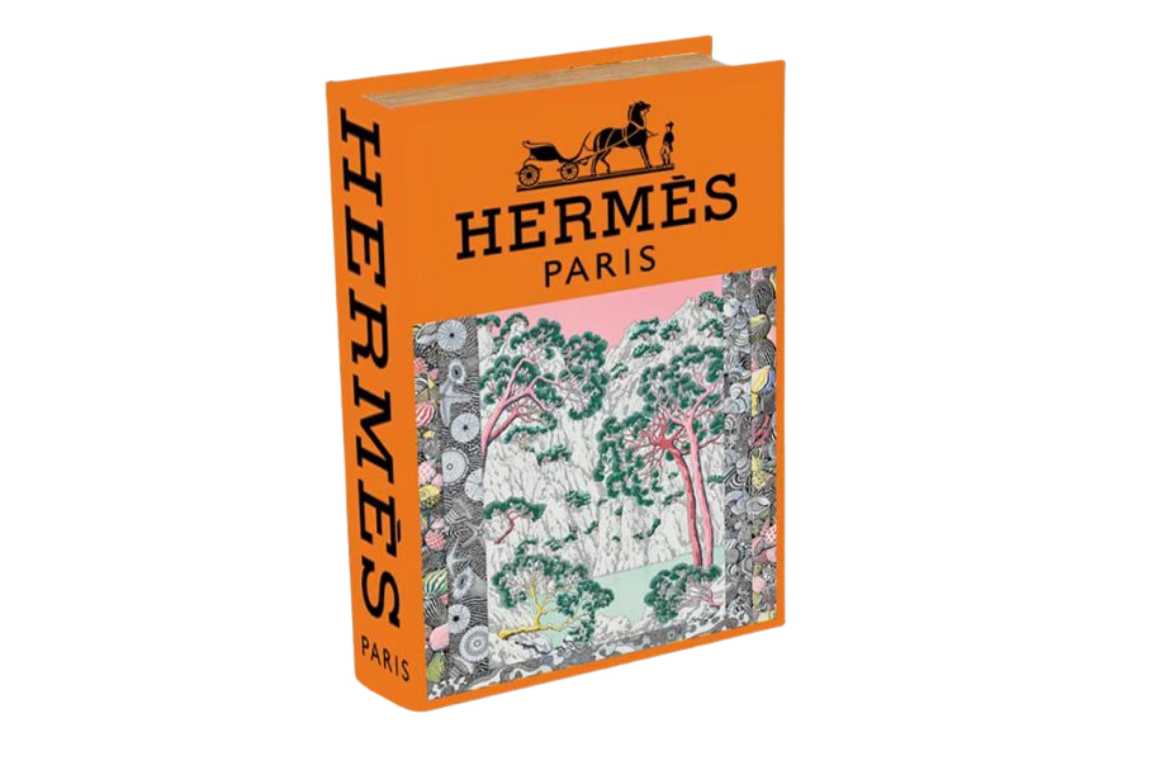 Herm Orange Designer Faux Décor Table Book Box -3 Size Available