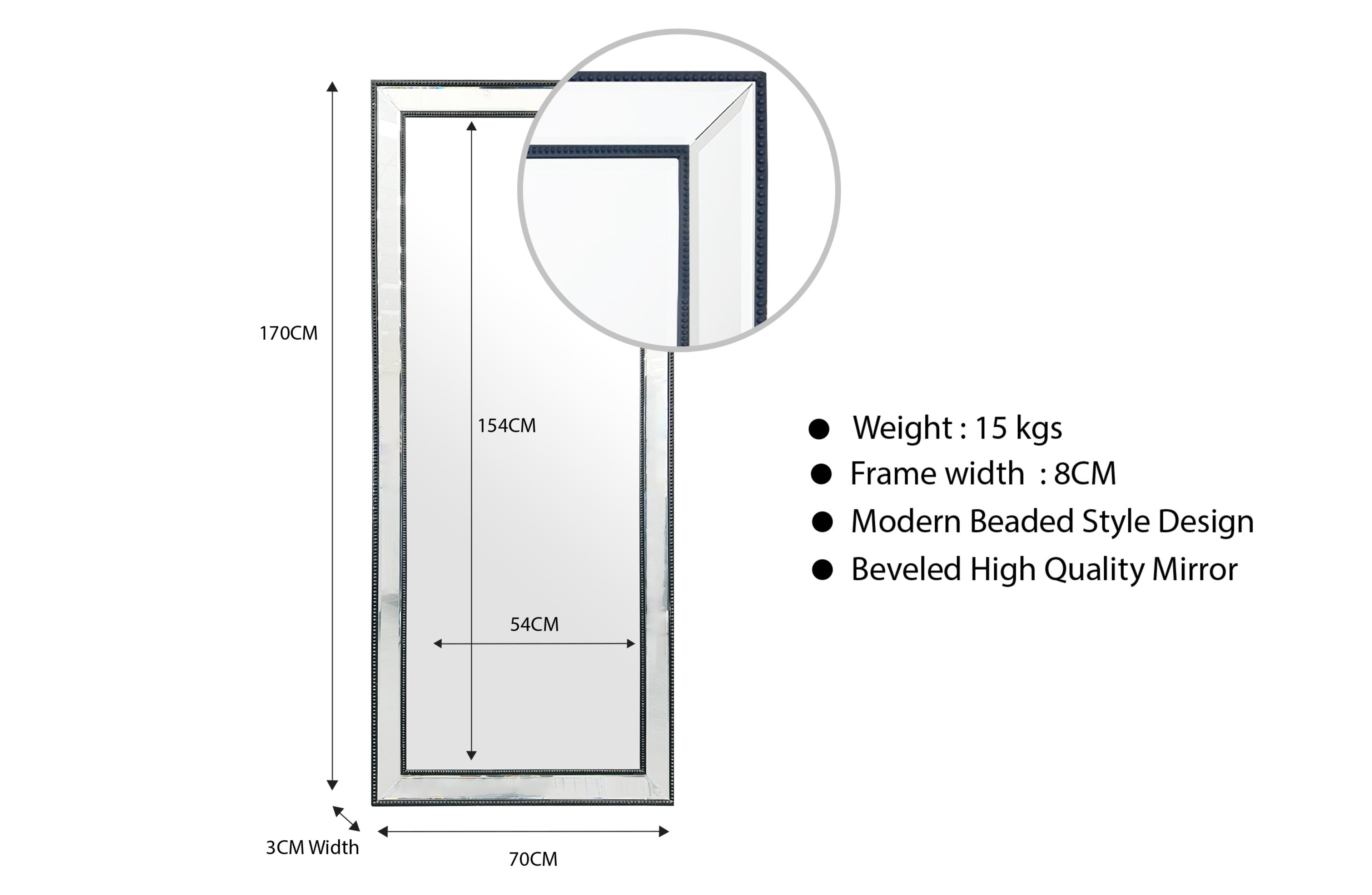 Beaded Framed Mirrors - 5 Sizes available