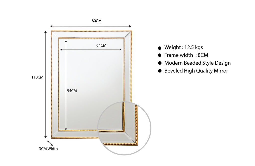 Beaded Framed Mirrors - 5 Sizes available