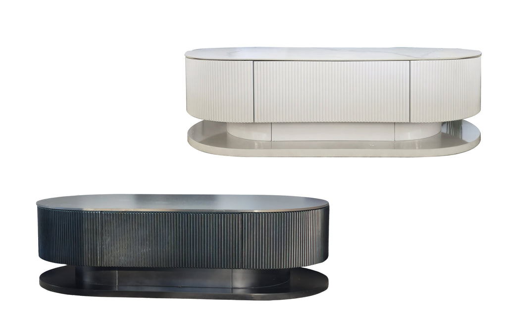 Ripple Fluted Oval Coffee Table - 2 Colors Available