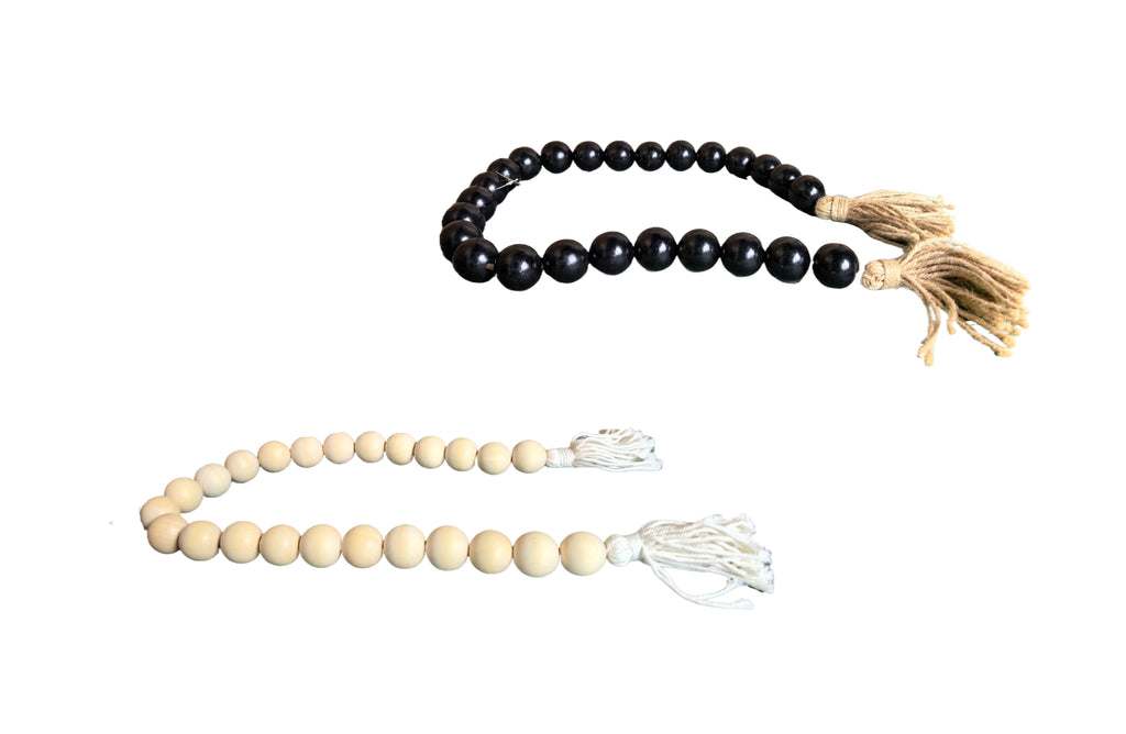 Large Bead Wooden Garland With Tassels