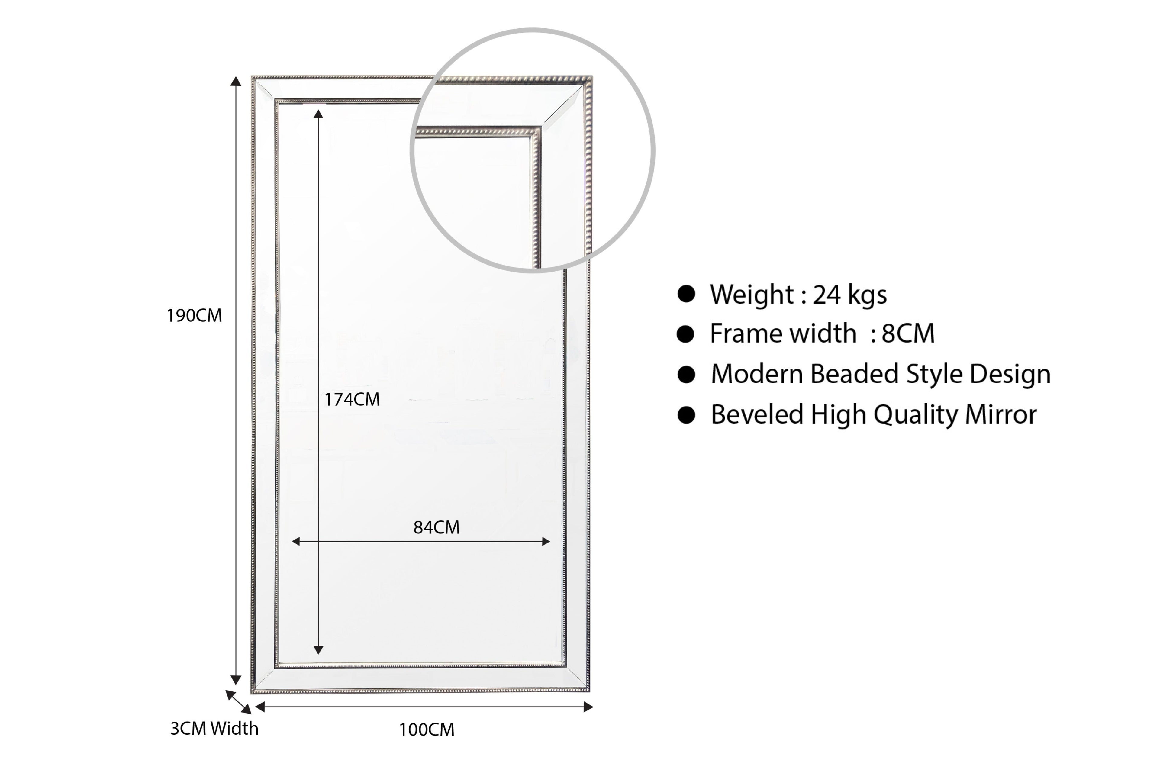 Beaded Framed Mirrors - 5 Sizes available