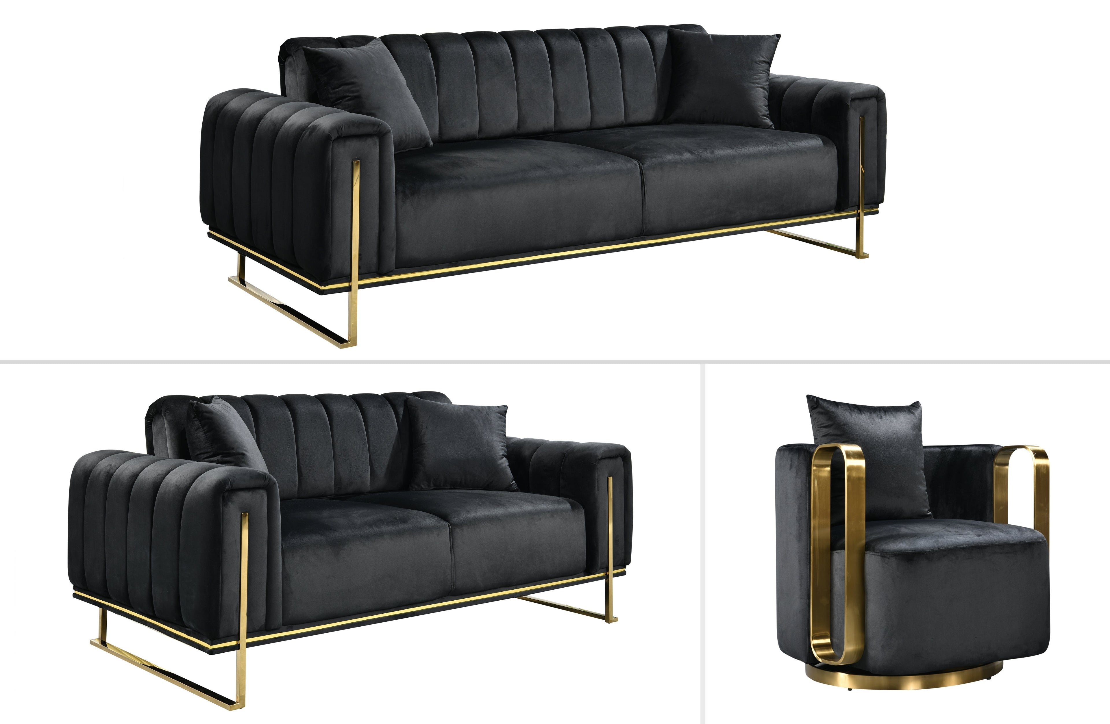 AVA Luxury Velvet Sofa Bed Lounge Set - 3 Colours Available