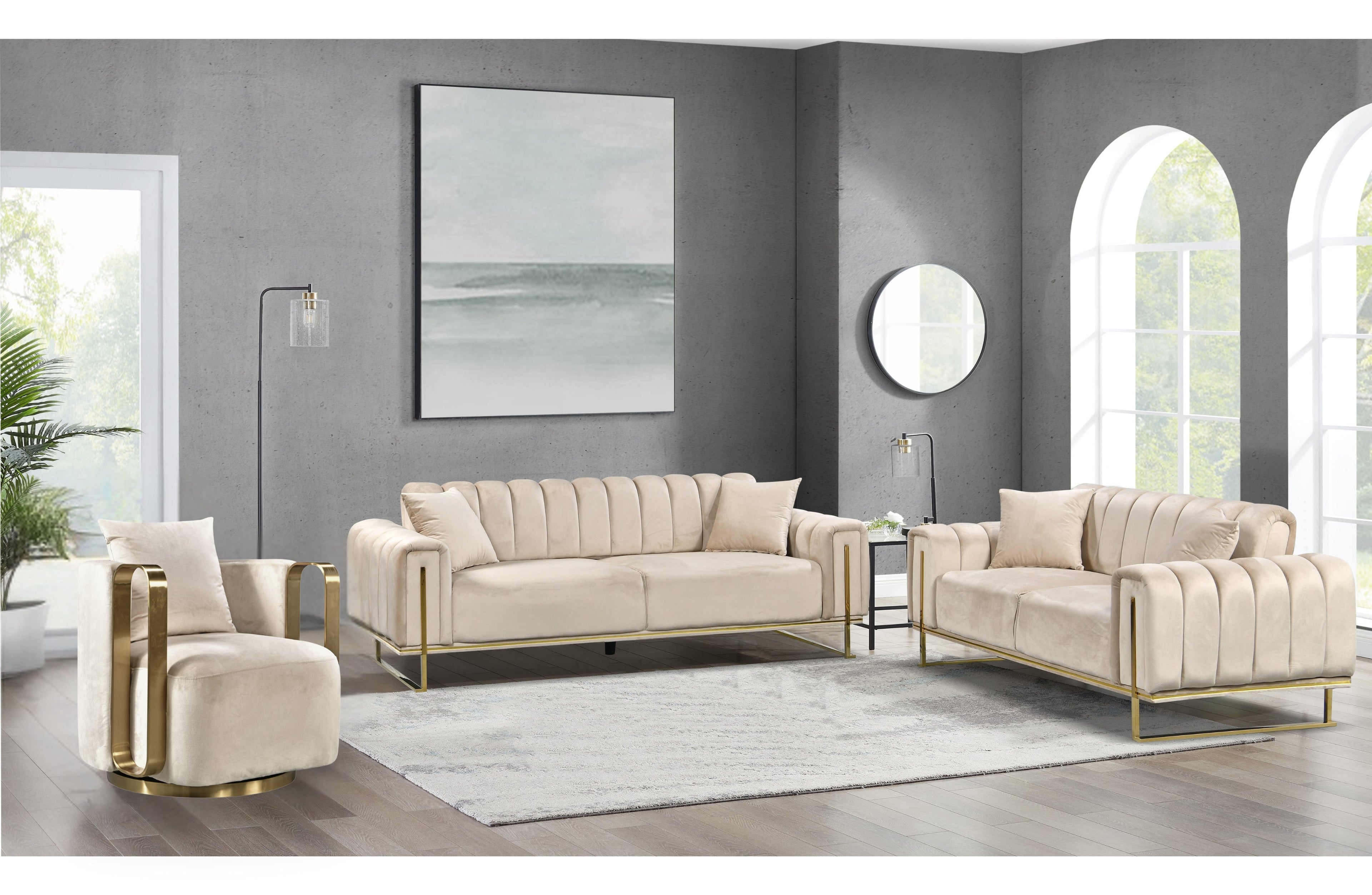 AVA Luxury Velvet Sofa Bed Lounge Set - 3 Colours Available