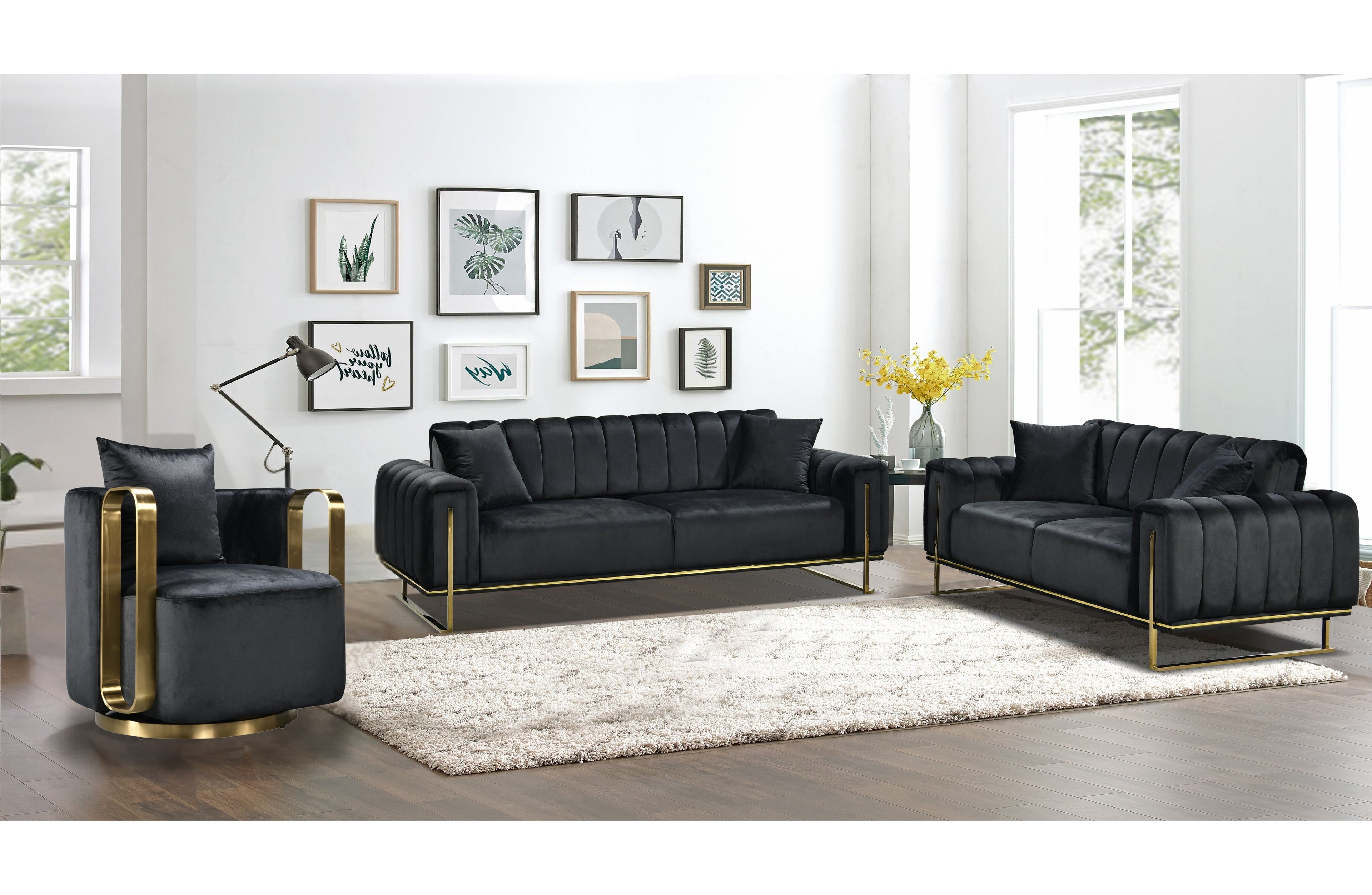 AVA Luxury Velvet Sofa Bed Lounge Set - 3 Colours Available
