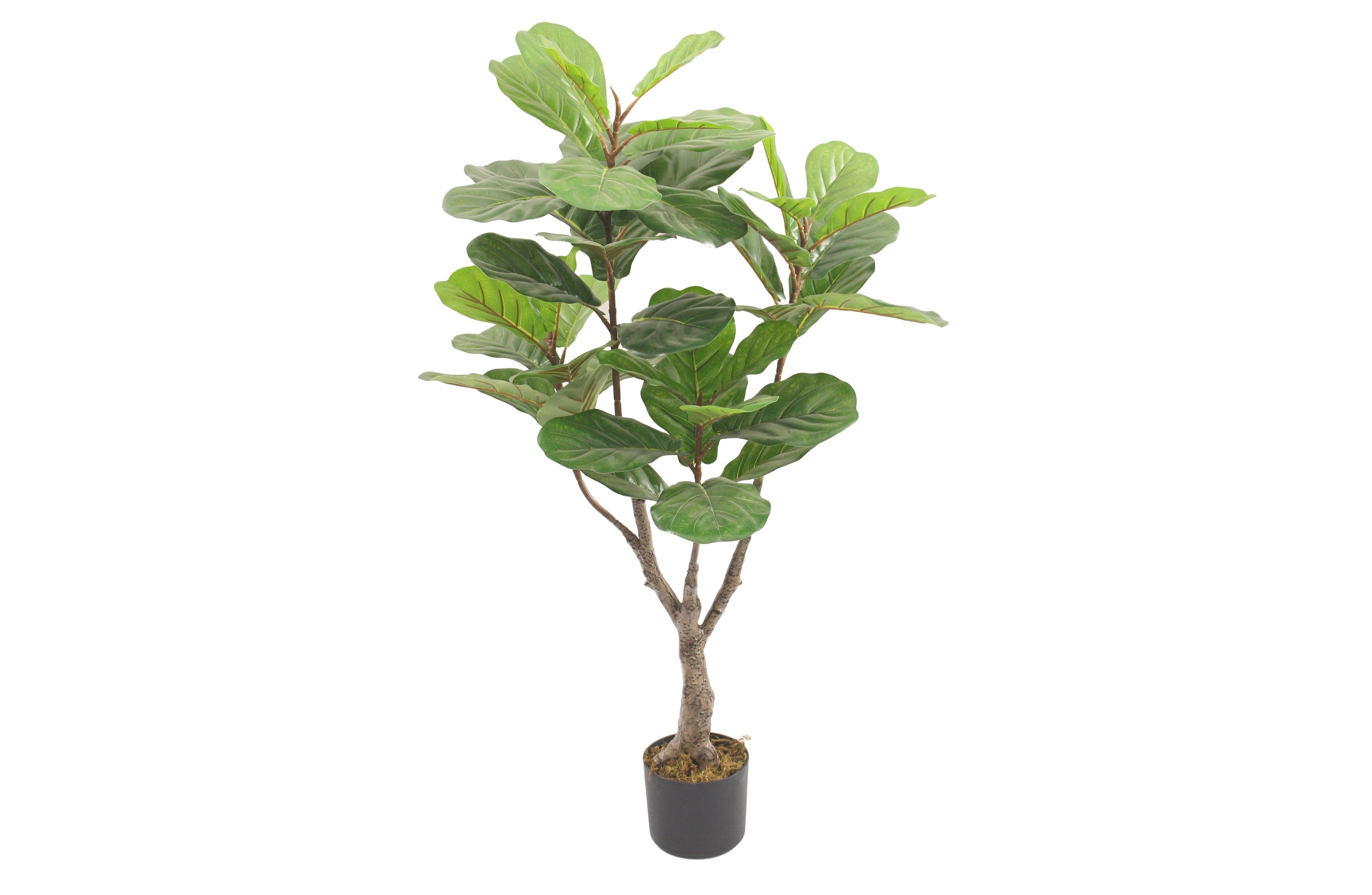 Artificial Fiddle Leaf Plant – 110cm tall faux indoor plant with lifelike green leaves and black pot, perfect for home or office décor