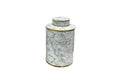 Carrara Small Ceramic Canister  with elegant white marble design and gold edging, ideal for refined storage solutions