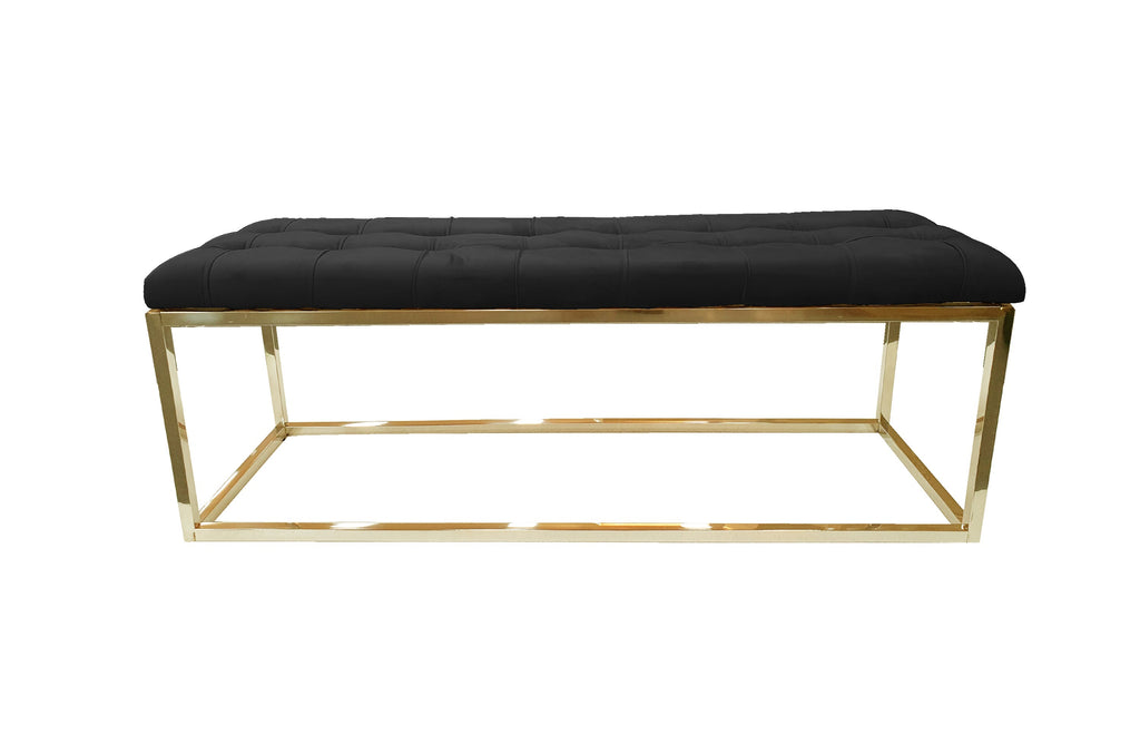 Holly Ottoman in Black velvet with gold frame.