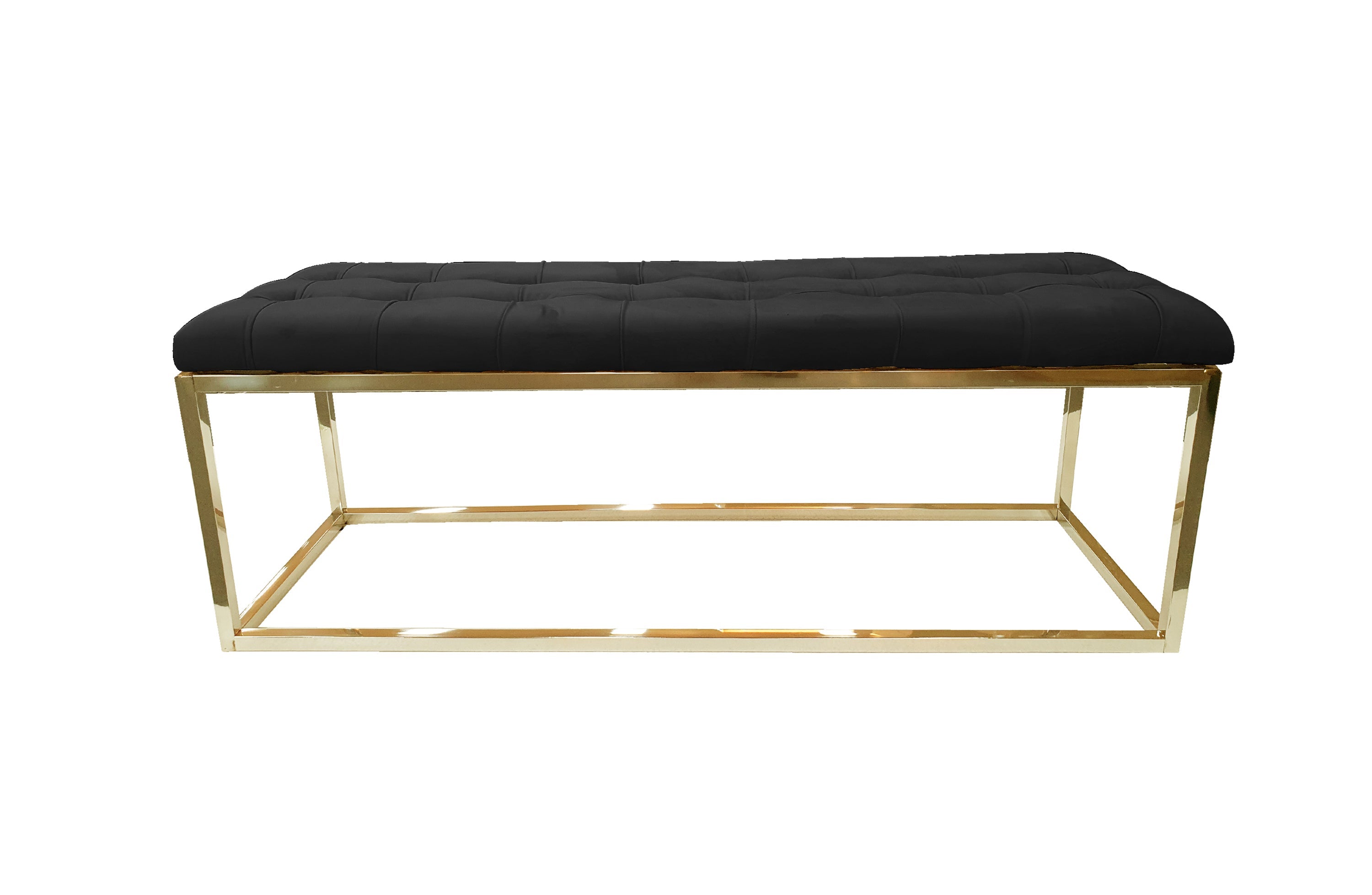 Holly Ottoman in Black velvet with gold frame.
