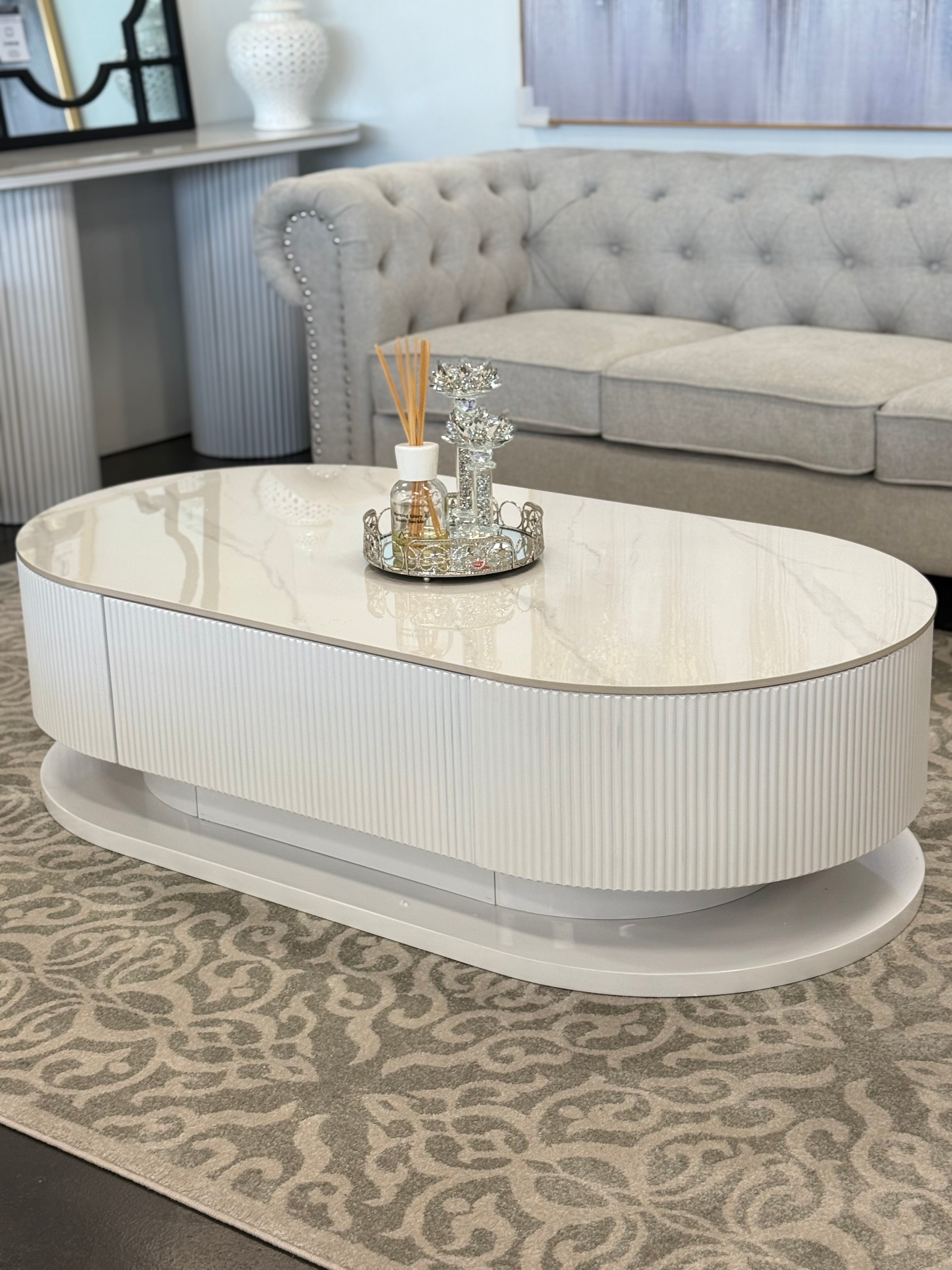 Ripple Fluted Oval Coffee Table - 2 Colors Available