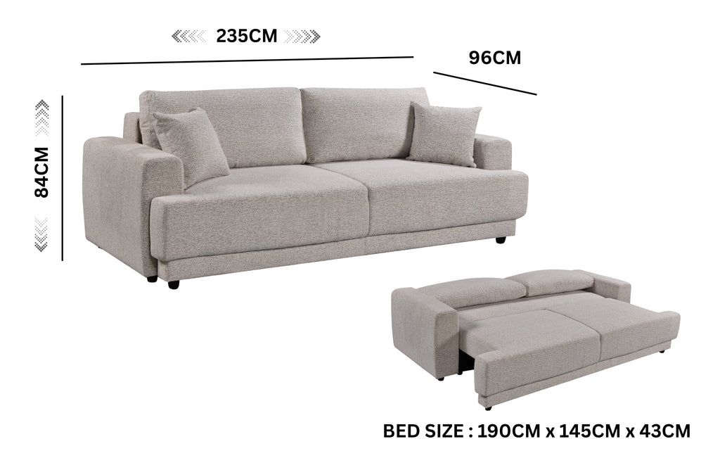 Nora living room set in beige – includes 3-seater and 2-seater sofas with a sleek, minimalist look and cozy cushions