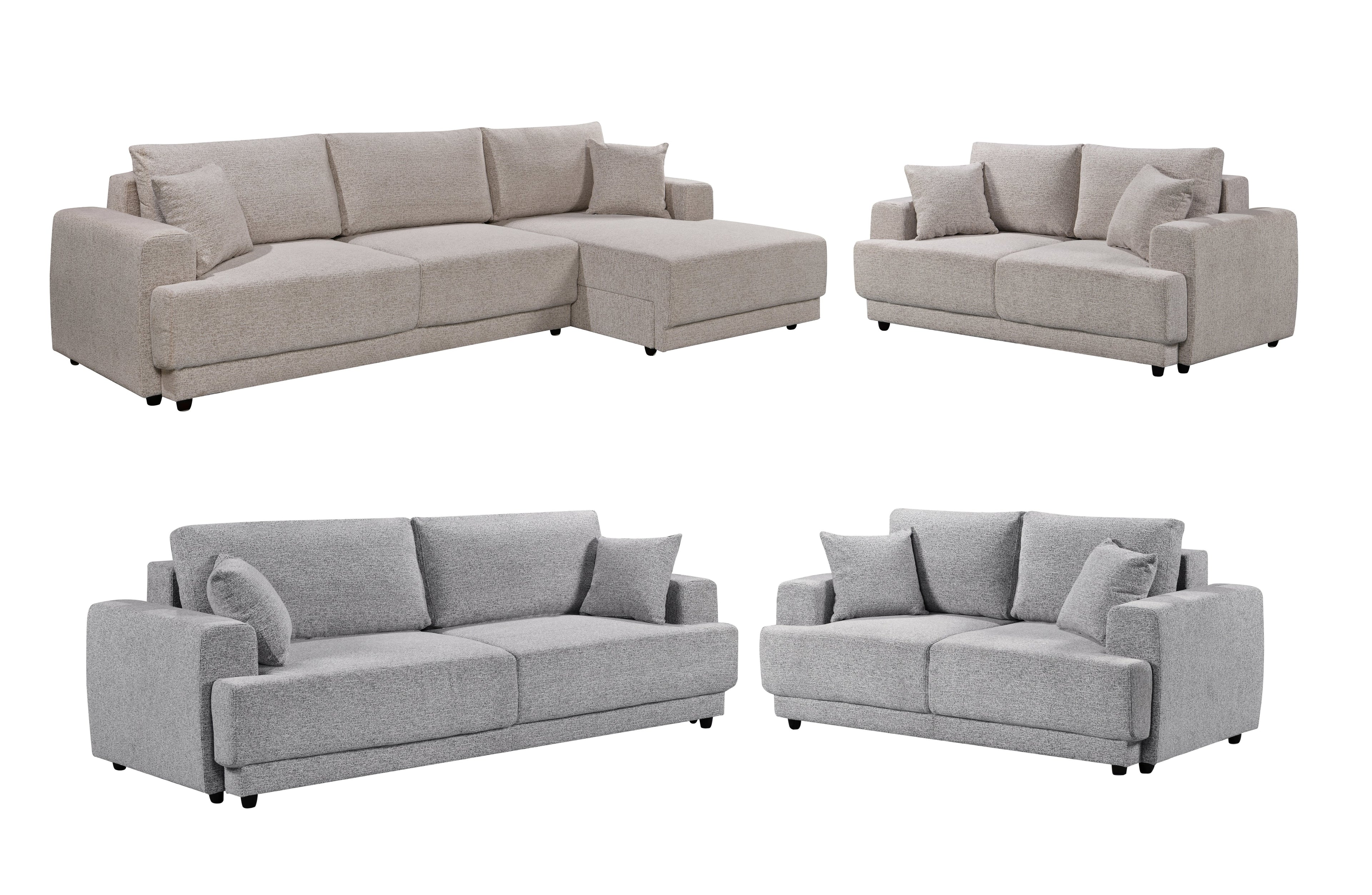 Nora collection image showcasing both grey and beige colours