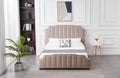 Front view of Santosa Champagne Velvet Bed with elegant tufted detailing.