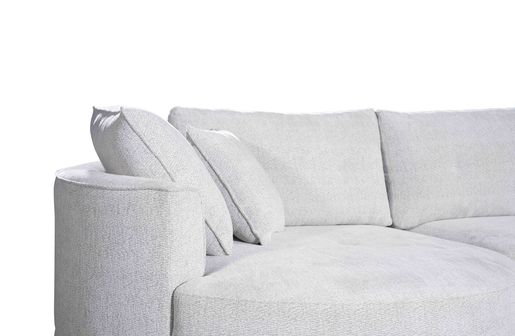 Savannah Round Chaise Lounge Set in Beige – Stylish curved chaise and plush 3-seater sofa offering a soft, inviting profile for modern living.