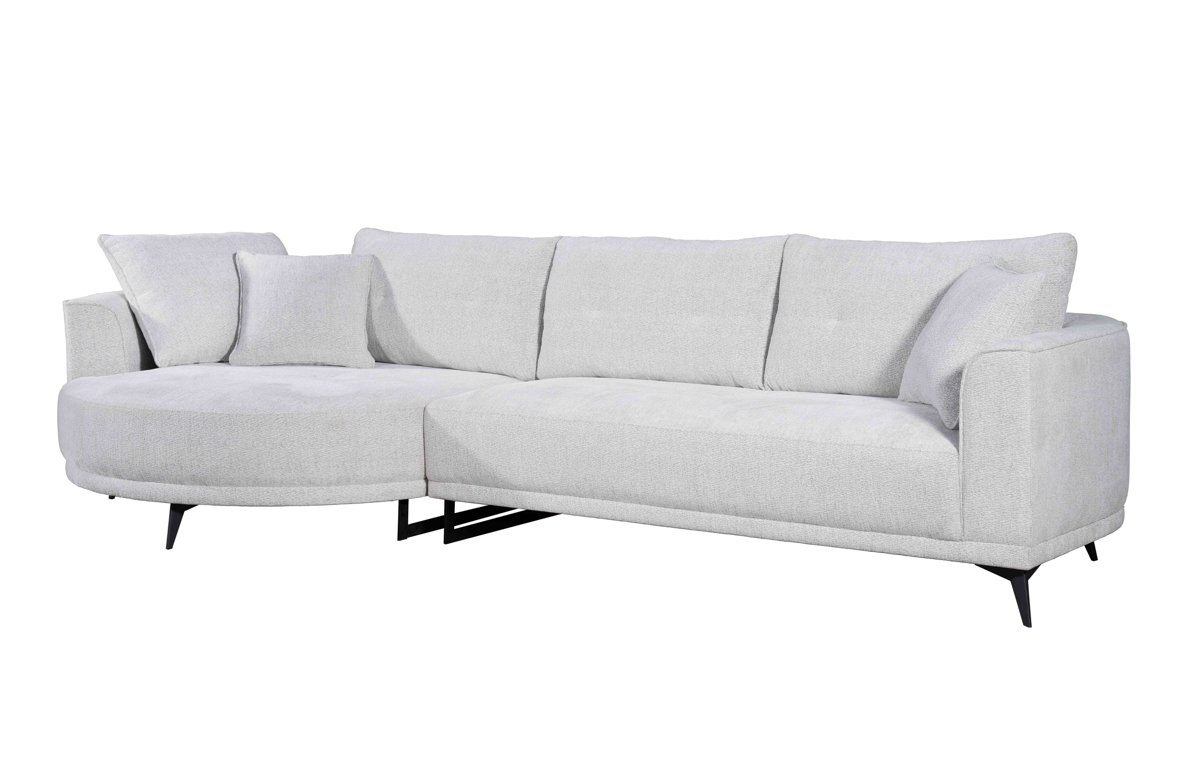 Savannah Round Chaise Lounge Set in Beige – Close-up of curved armrest and soft cushions, showcasing textured fabric and rounded comfort.