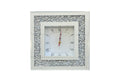 Elegant square Vogue Diamond table clock with shimmering crystal border, luxury decorative accent piece.