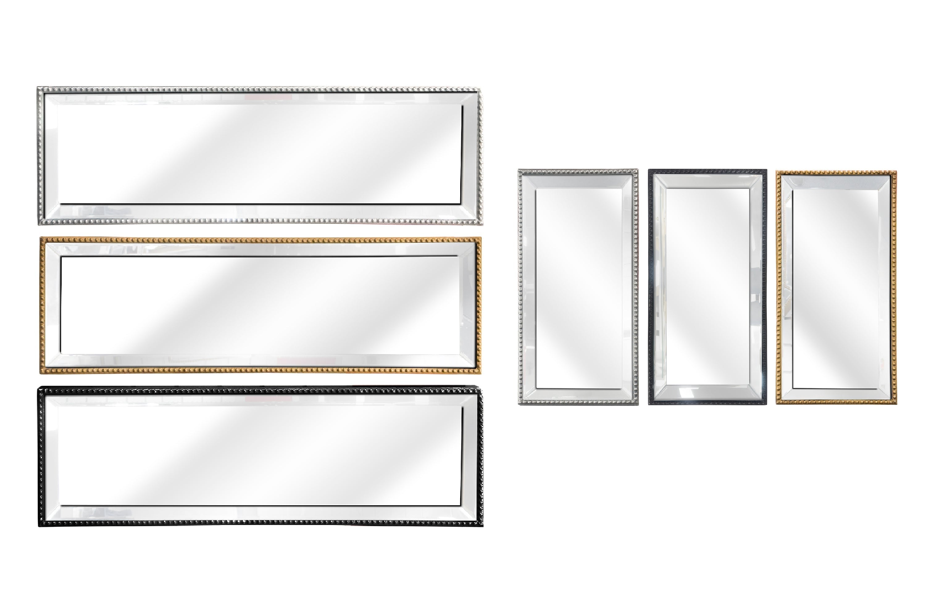 Beaded mirror trays in silver, gold, black – glam style in 2 sizes.