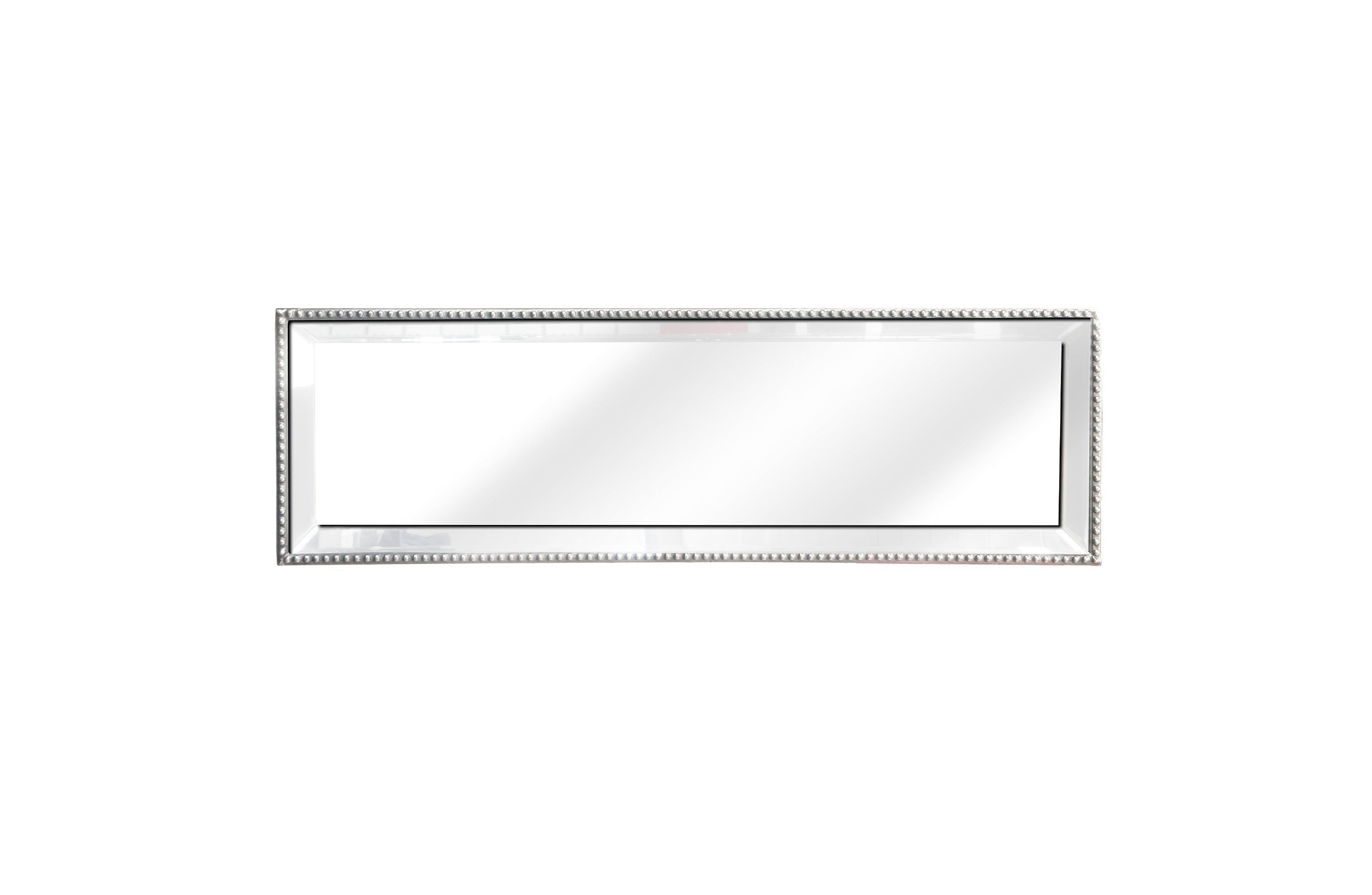Elegant large silver beaded mirror tray – luxe décor essential.