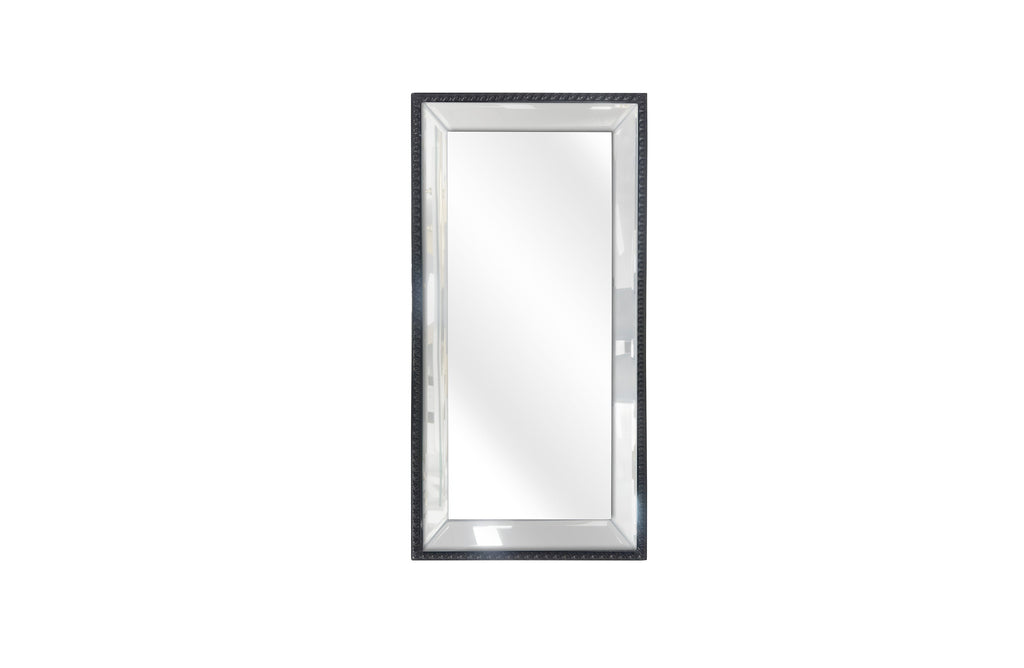 Black medium mirror tray with beaded frame – modern luxe.