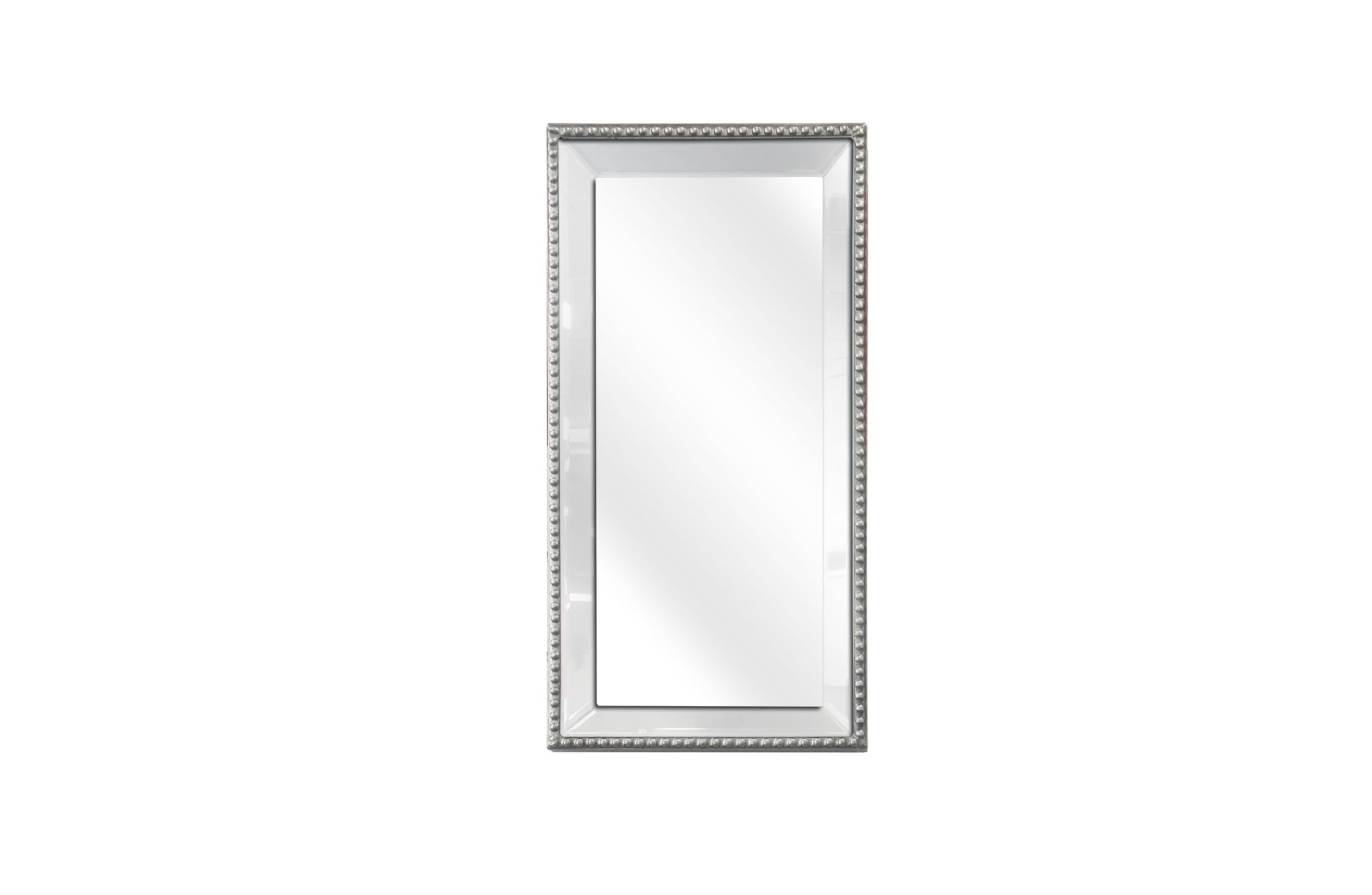 Chic silver medium beaded mirror tray – refined home style.