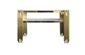 Chelsea console table with polished gold frame and white marble top.