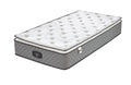 Single size Comfort Euro Top mattress with breathable fabric and pocket spring structure.