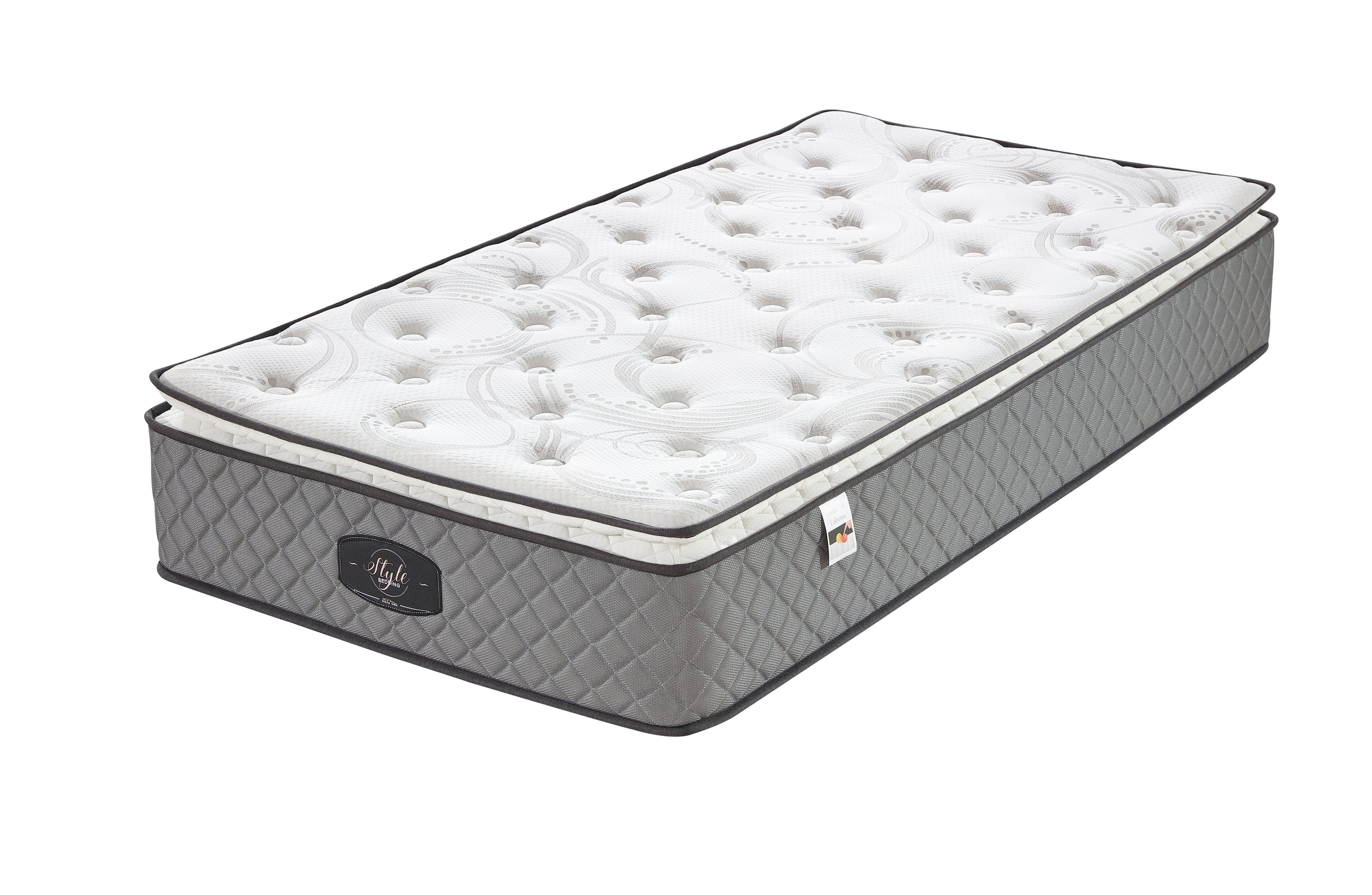 Single size Comfort Euro Top mattress with breathable fabric and pocket spring structure.