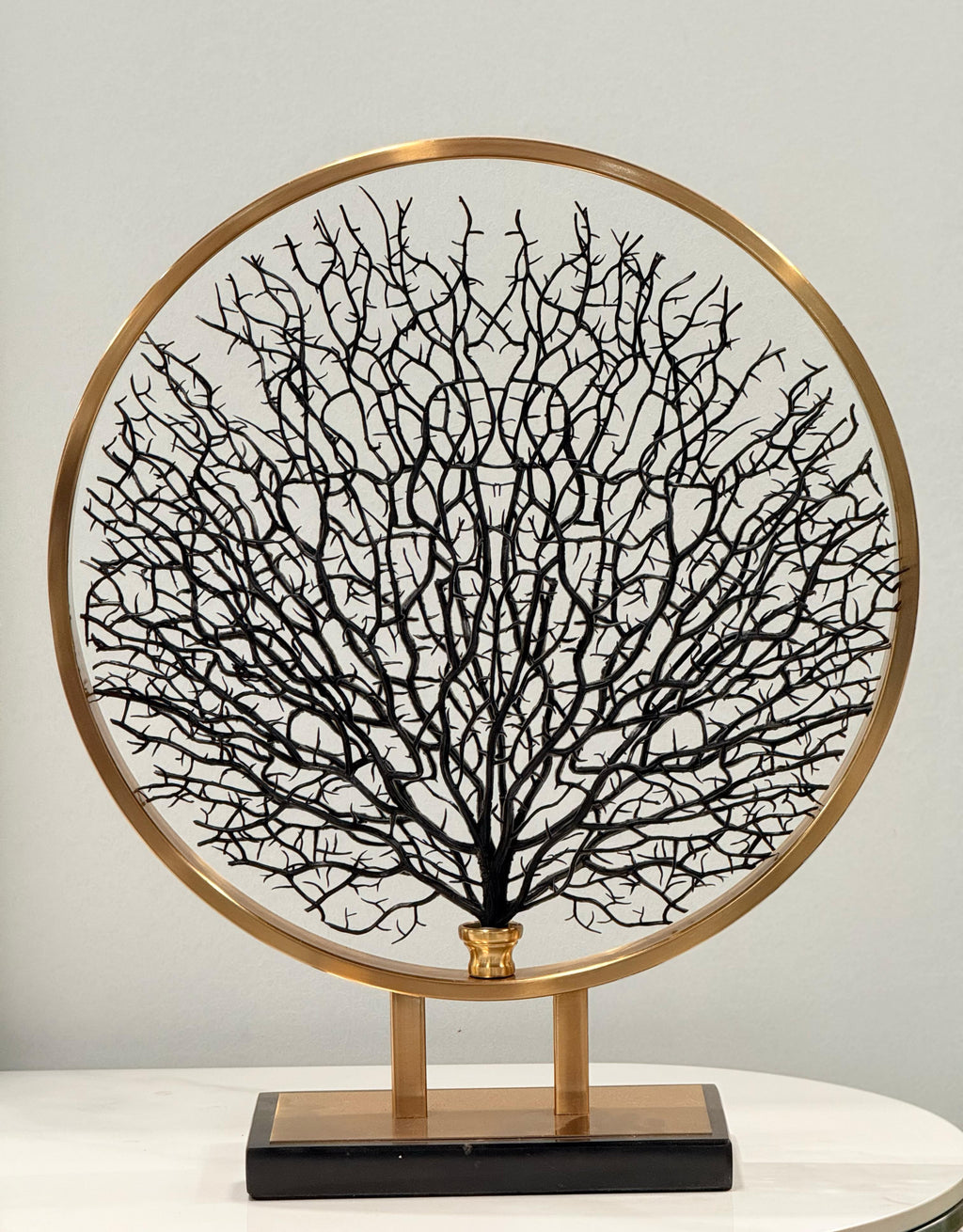  Elegant gold coral tree décor on black base – bold and modern centerpiece.