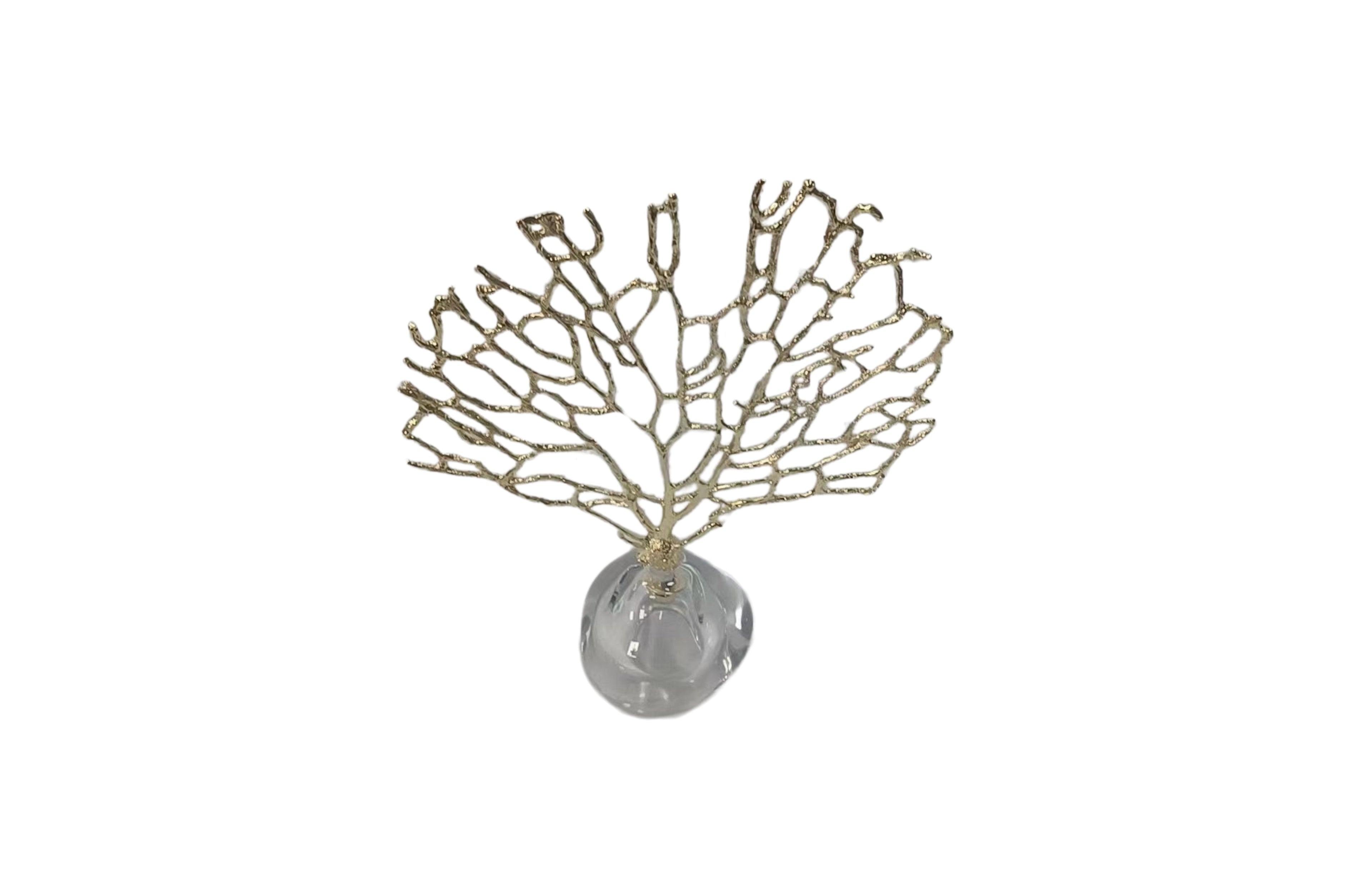 Large Gold Crystal Tree Table Décor with decorative golden branches on a crystal-clear base, adding a refined touch to any room