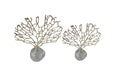 Set of two Gold Crystal Tree Table Décor pieces featuring intricate golden branches with clear glass bases, perfect for elegant tabletop styling