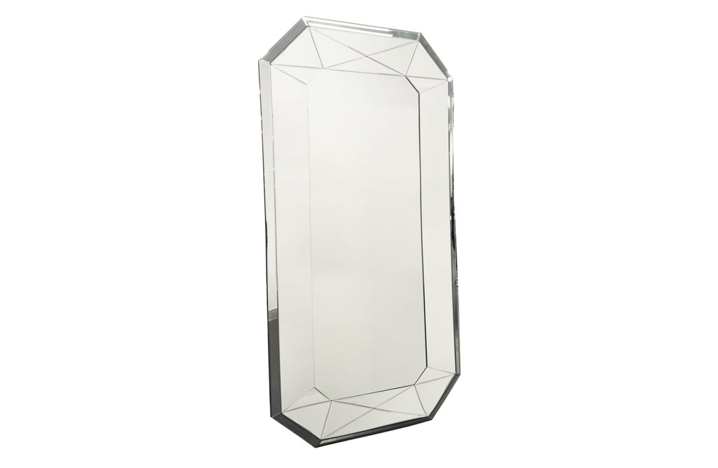 Geometric extra large mirror with unique angled frame design, modern full-length reflection