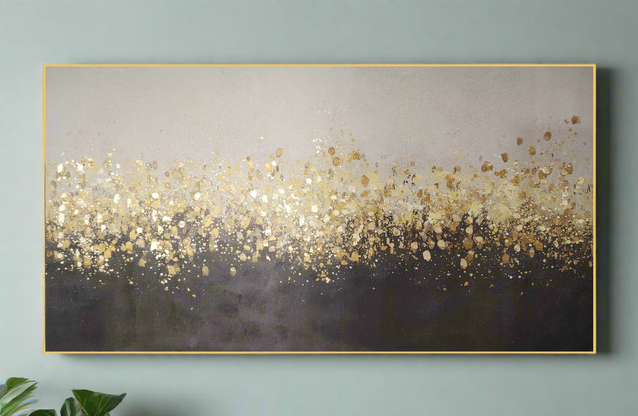 Large glamour canvas wall art with gold foil, creating a bold and stylish focal point.