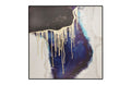 Striking blue and black abstract wall art with dripping gold foil accents.