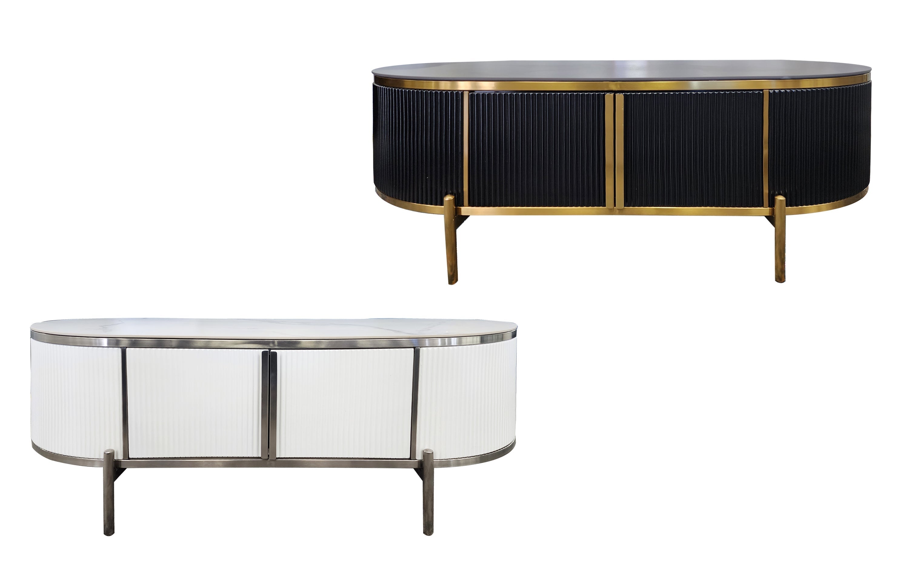 Kingsley coffee table in black gold and white silver frame options