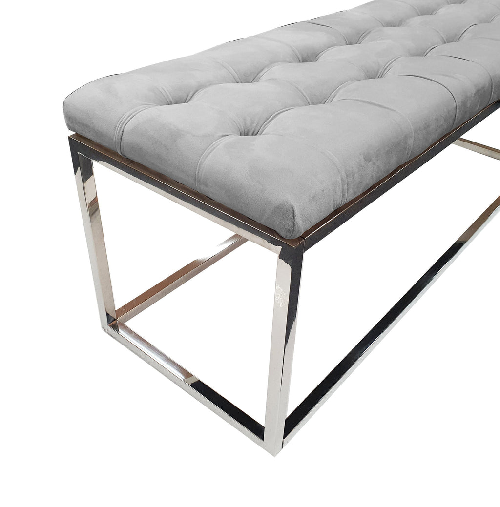 Holly Ottoman - Silver Frame - Elegant Collections 