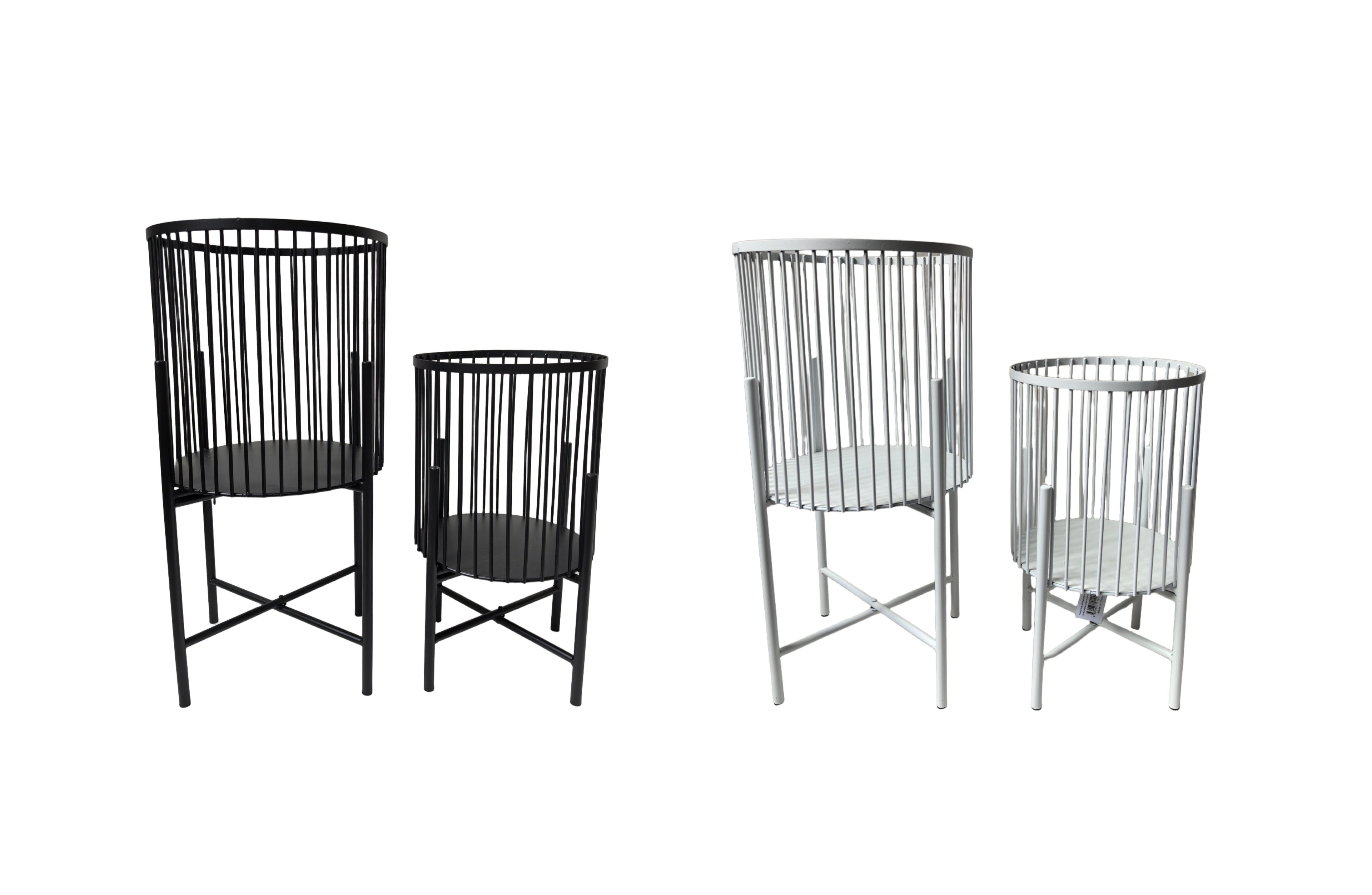 Modern Logan planter set of two in sleek black and white designs for indoor or outdoor use.