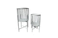  Elegant Logan planter set of two in crisp white finish for contemporary indoor or outdoor style.