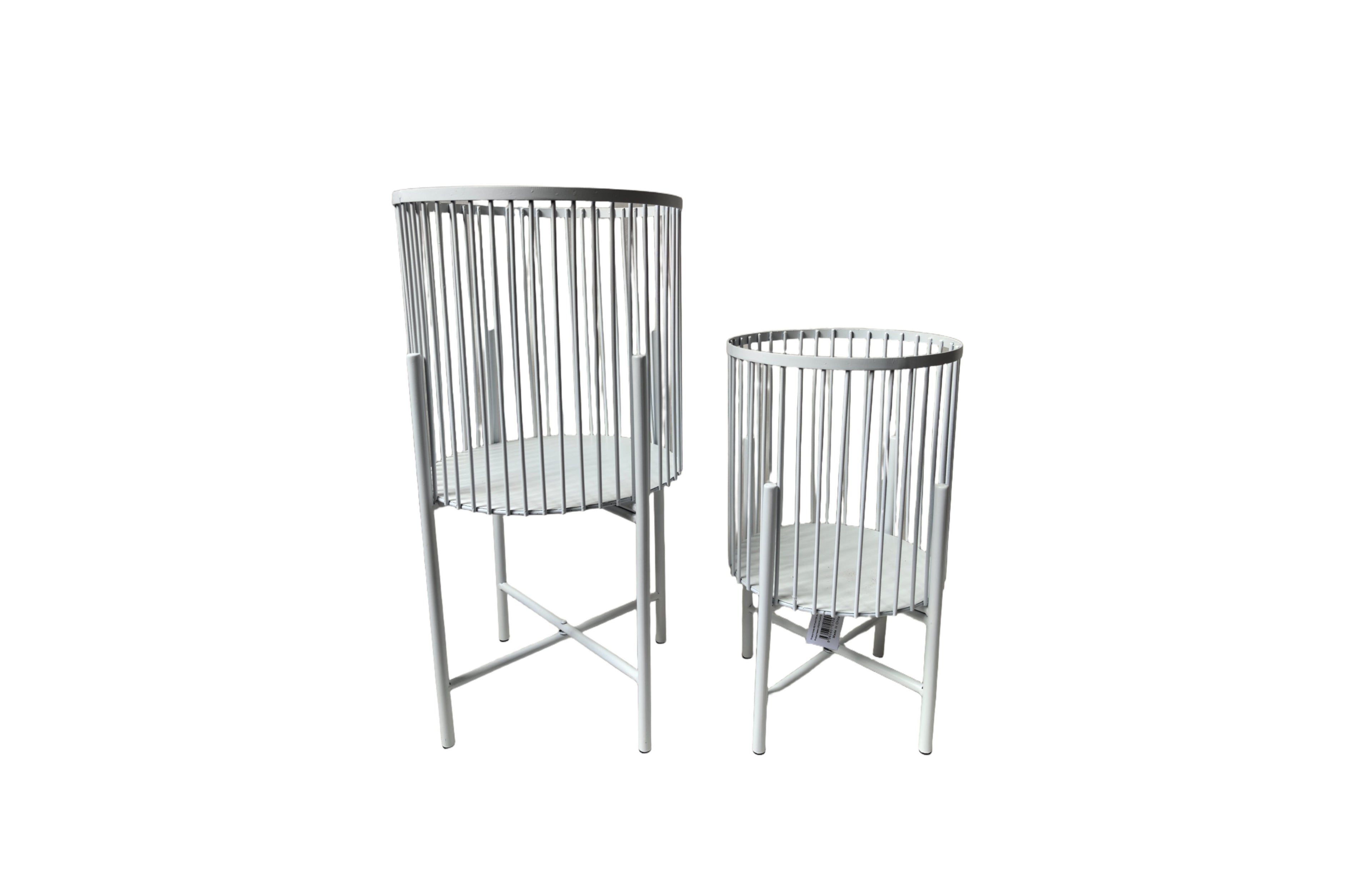  Elegant Logan planter set of two in crisp white finish for contemporary indoor or outdoor style.
