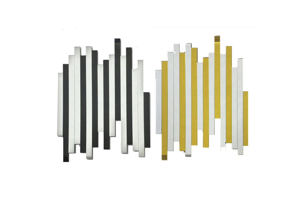 Luxe panel mirrors in black and gold colour options, modern wall décor with layered design.