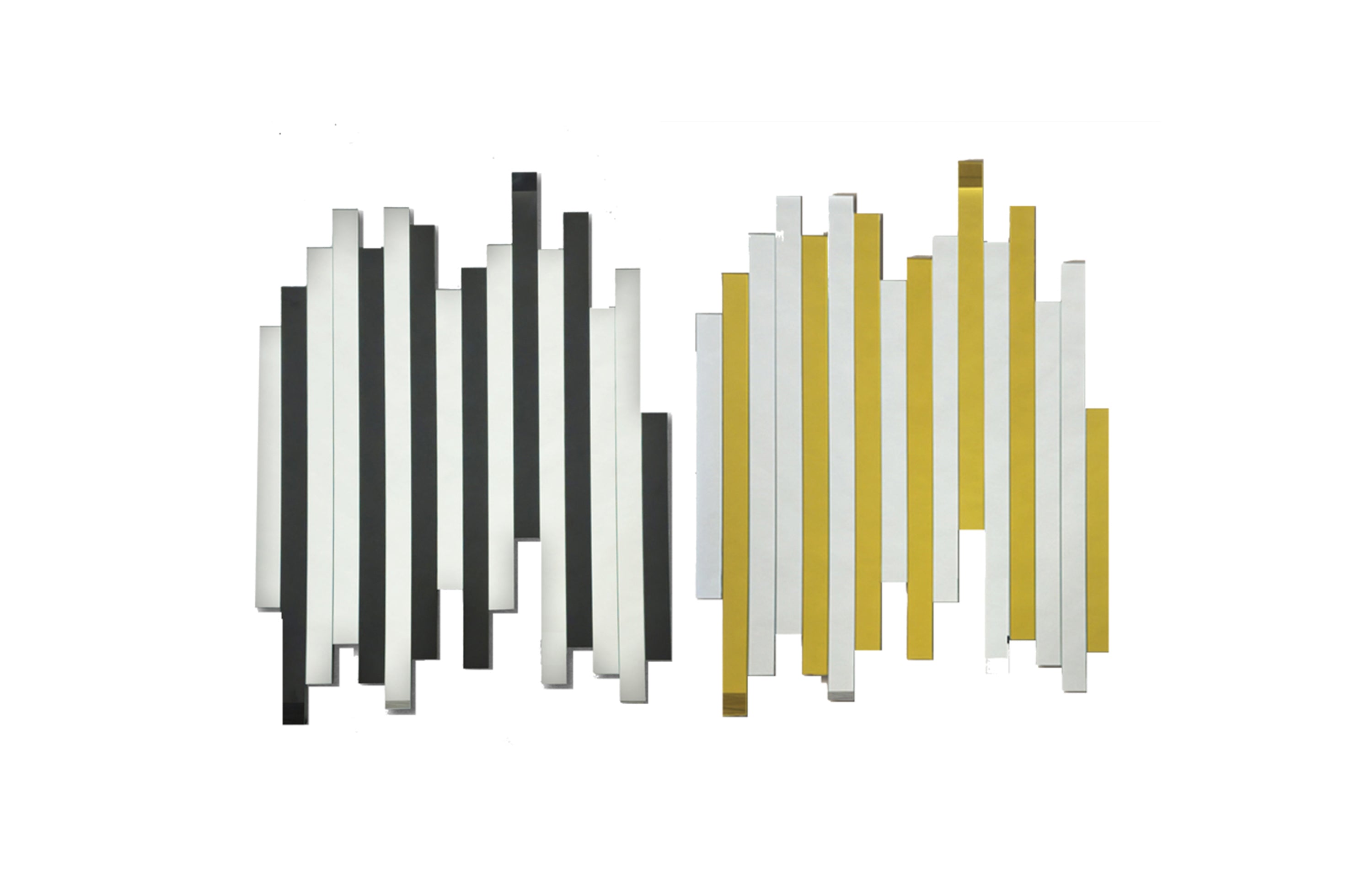 Luxe panel mirrors in black and gold colour options, modern wall décor with layered design.