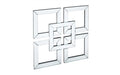 Maddison Square mirror front view with four interlocked beveled frames in modern square design.