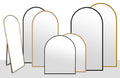 Collection of metal arch mirrors in black and gold frames, various sizes