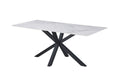 Miles dining table with black frame and striking white marble top.