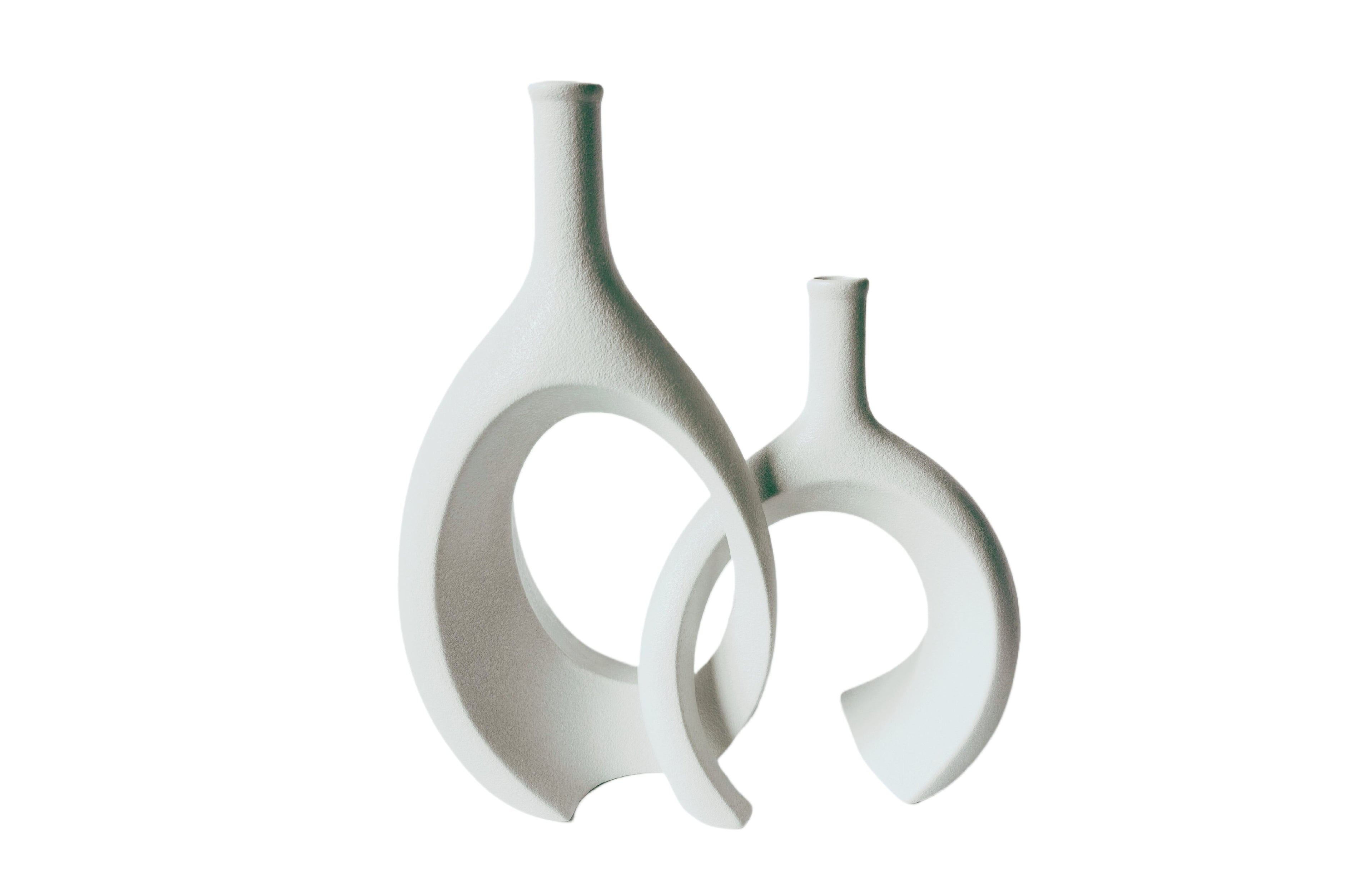 Minimalist white Nordic Unity vases, ideal for bright and contemporary home styling.