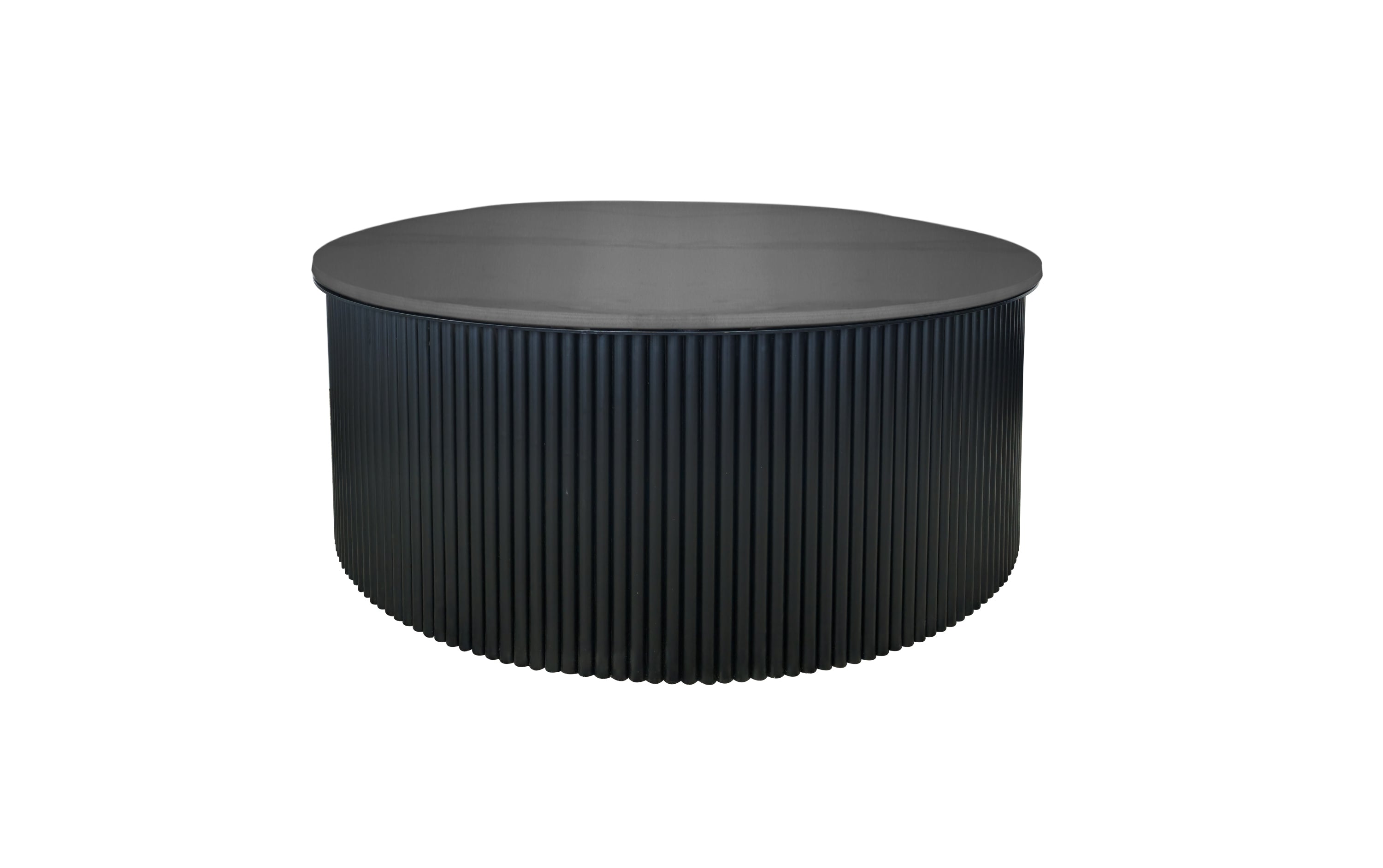Ripple black coffee table with ribbed base and matching dark top