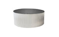 Ripple round white coffee table with ribbed body and black top