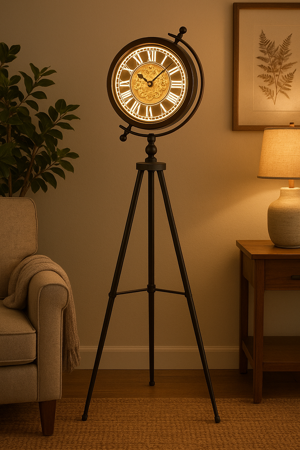 Lumina 156Cm Tripod Stand Led Backlit Moving Gear Clock