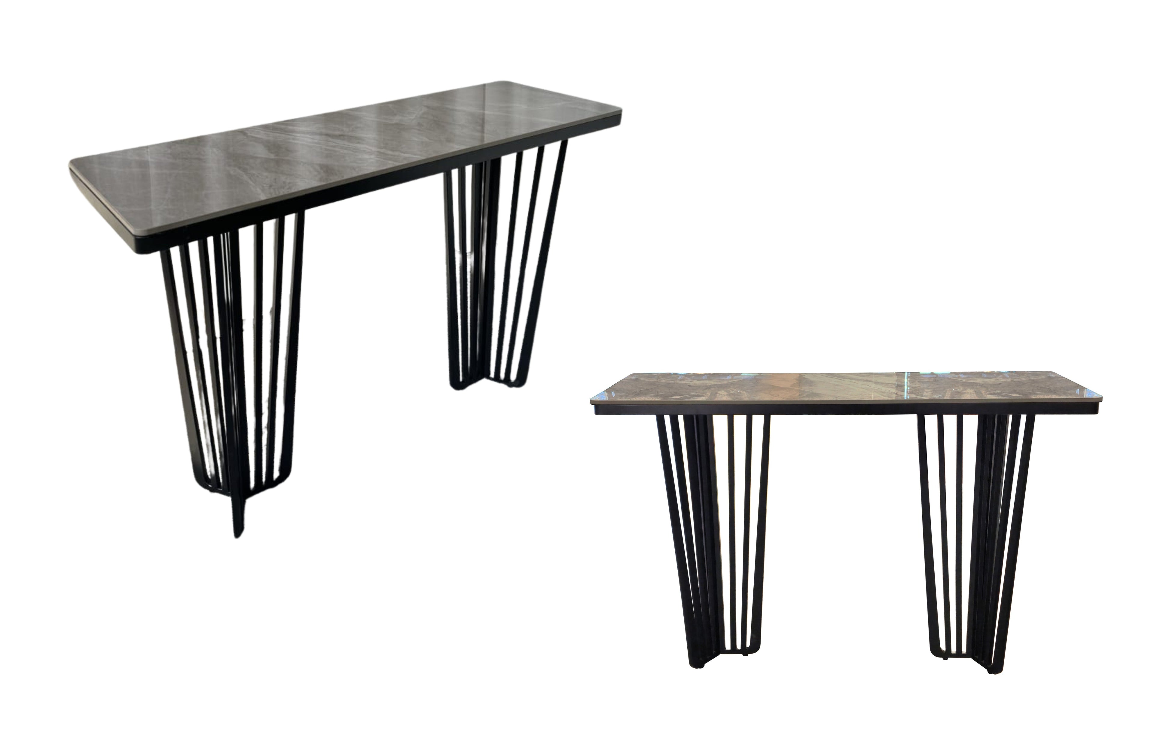 Serena console table with black collection.