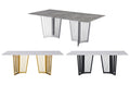 Serena Dining Table collection with gold, silver, and black frames in marble top options.